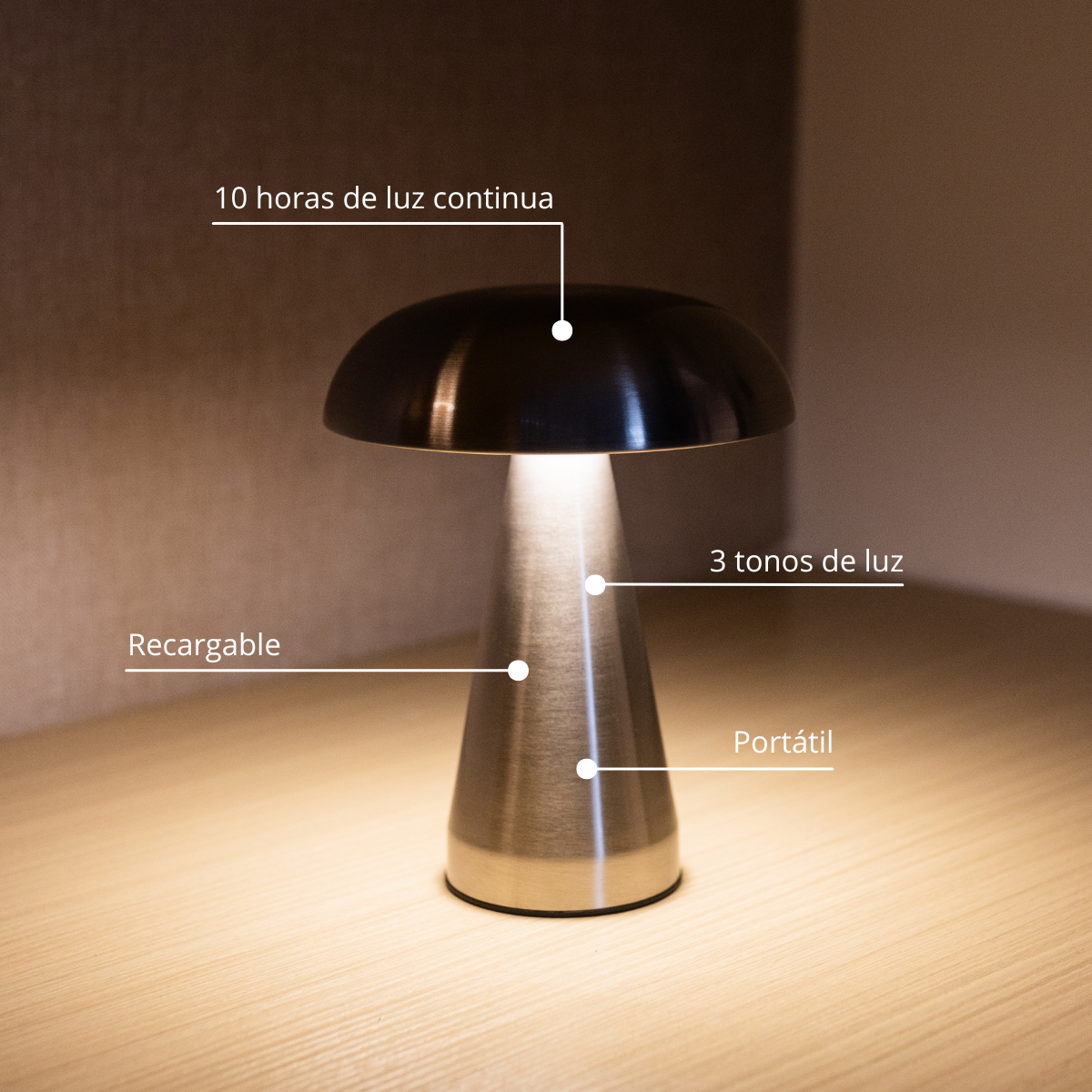 DÚO MUSHROOM T-LAMP SILVER & BLACK